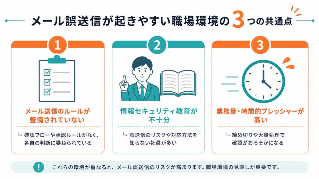 メールの誤送信が起こりやすい職場